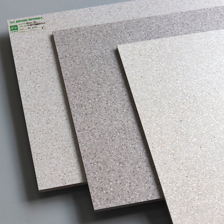 60x60cm สีขาวสีเทาหม้อขนาดเล็ก ต่อต้าน พื้นลื่นไถลชนบทกระเบื้อง Porcelain Terrazzo