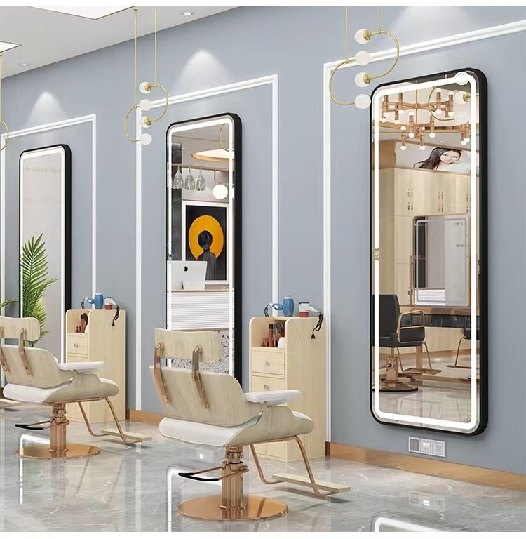 ร้านทำผม LED Backlit ขนาดใหญ่กระจกยาวเต็มตัวกระจกแต่งตัวขนาดใหญ่