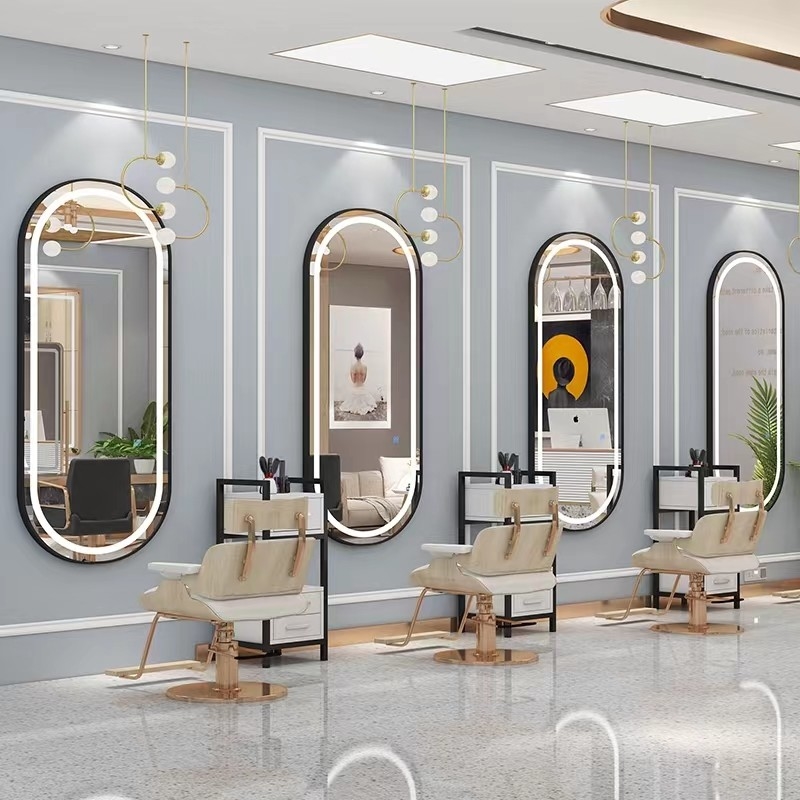 ร้านทำผม LED Backlit ขนาดใหญ่กระจกยาวเต็มตัวกระจกแต่งตัวขนาดใหญ่
