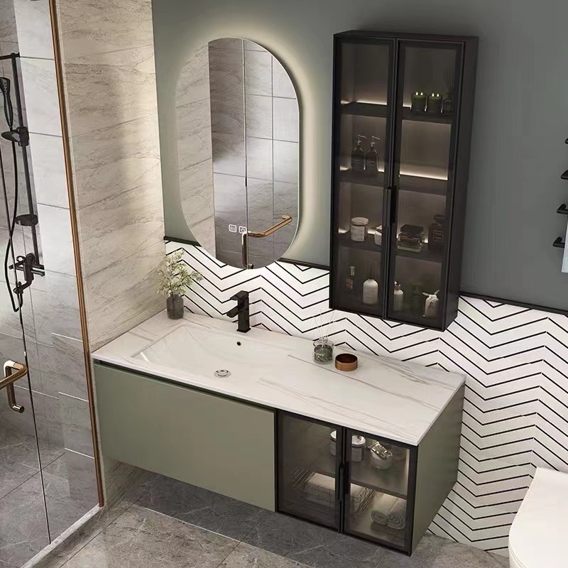 Top Carrara Bathroom Vanity Units Curved White สีหินอ่อนแท้