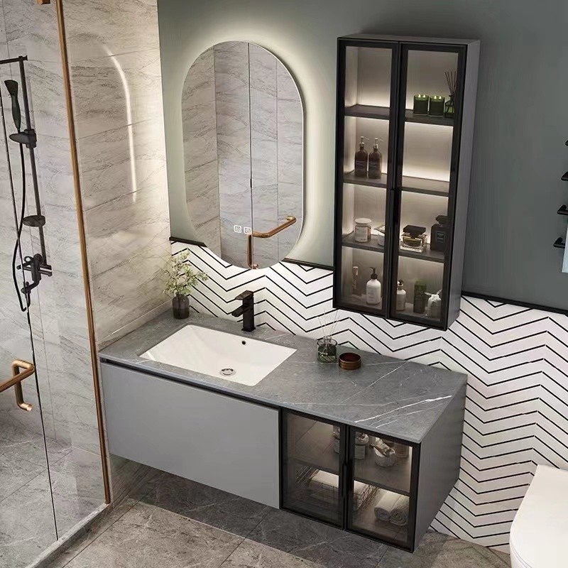 Top Carrara Bathroom Vanity Units Curved White สีหินอ่อนแท้