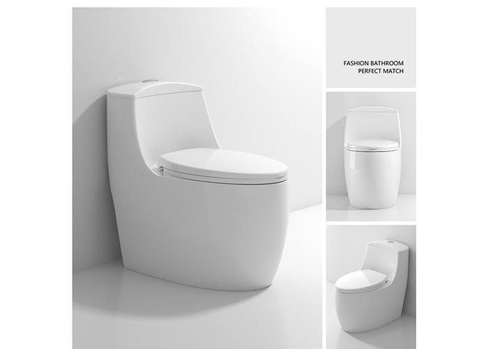 โถสุขภัณฑ์เซรามิกเคลือบสีขาว One Piece Wc Dual Flush S Trap