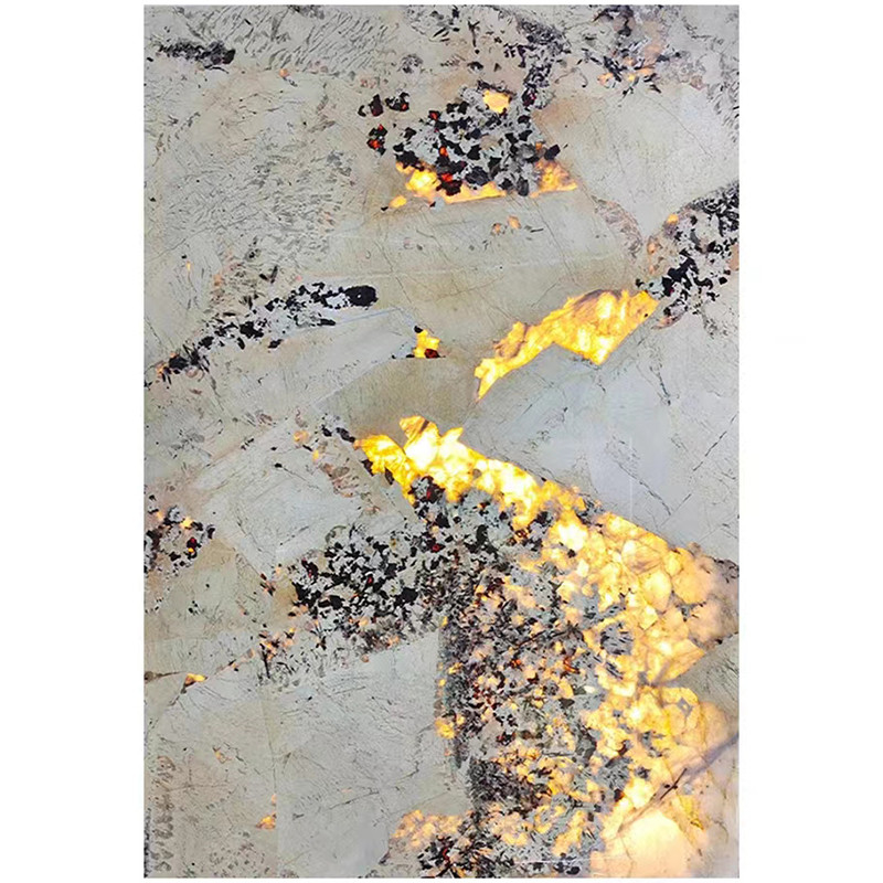 บราซิล Backlit Patagoina Stone Pandora Crystal White Onyx Marble Slab โปร่งแสง