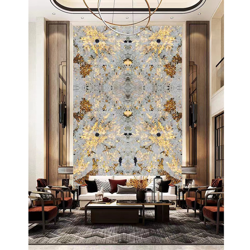 บราซิล Backlit Patagoina Stone Pandora Crystal White Onyx Marble Slab โปร่งแสง