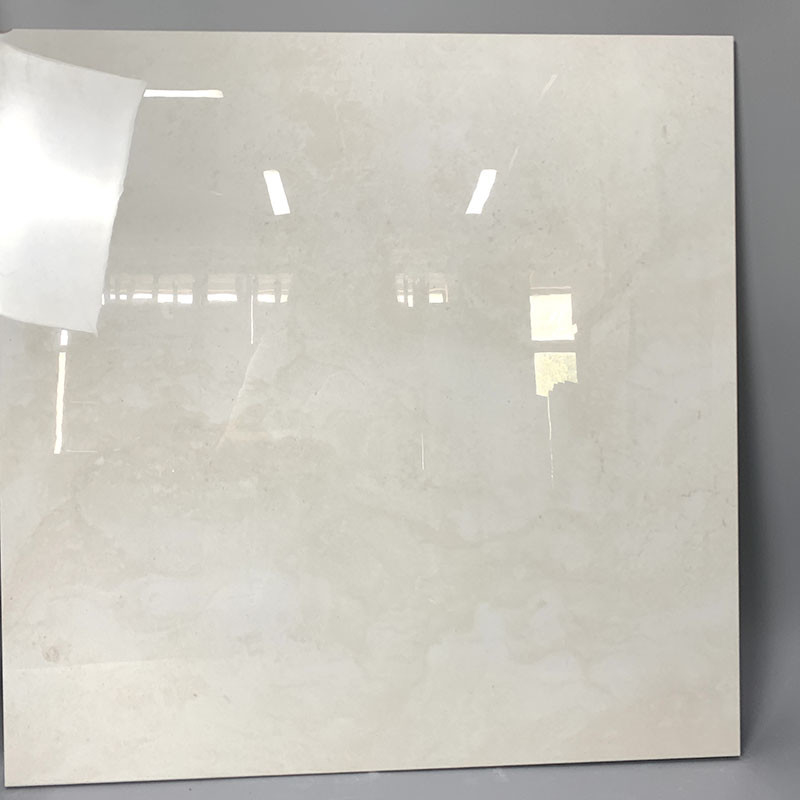 600x600mm ตัวเต็มสีขาวพื้นหินอ่อนเคลือบเงากระเบื้องผนังกันลื่น