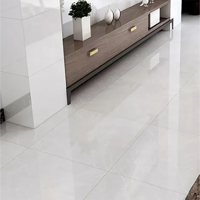 กระเบื้องพื้นพอร์ซเลนขัดมัน สีเทามันสูง 600*600มม