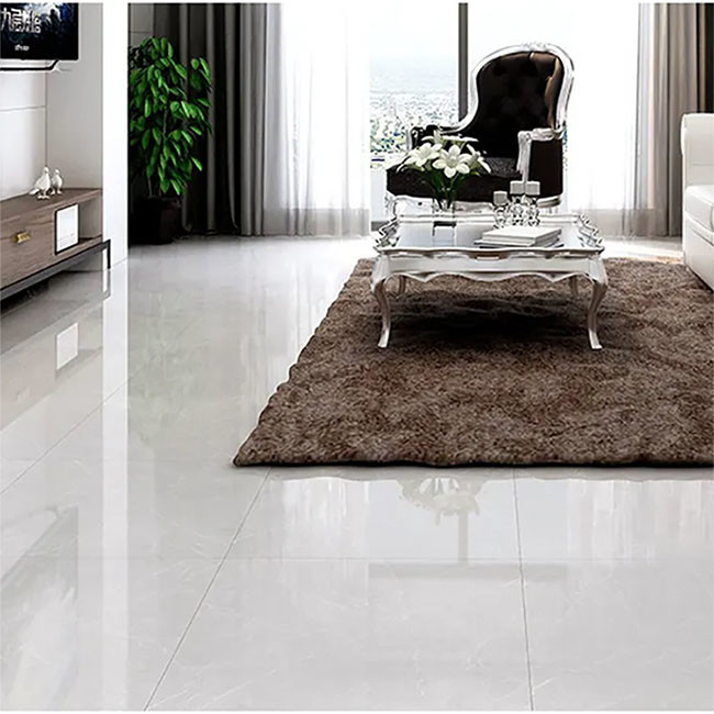 กระเบื้องพื้นพอร์ซเลนขัดมัน สีเทามันสูง 600*600มม