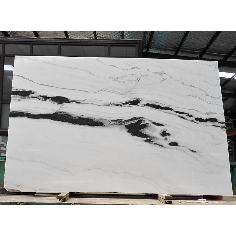 Black Veins White Marble Panda White Wall Flooring Stairs Natural Marble Stone Slab
