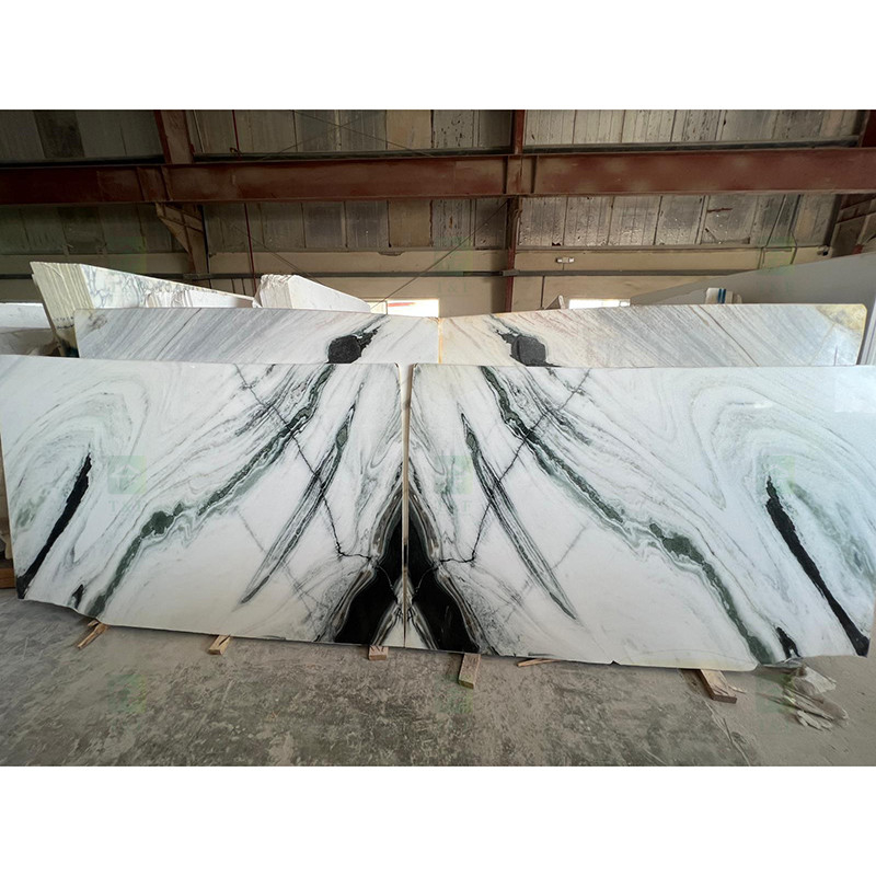 Black Veins White Marble Panda White Wall Flooring Stairs Natural Marble Stone Slab