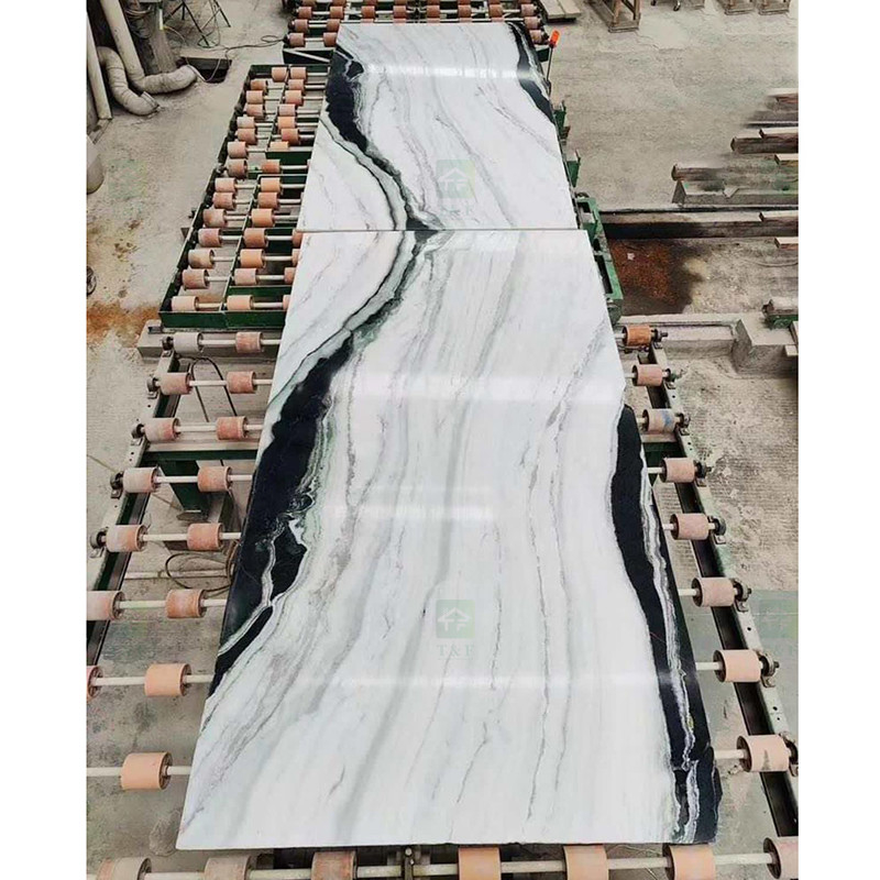 Black Veins White Marble Panda White Wall Flooring Stairs Natural Marble Stone Slab