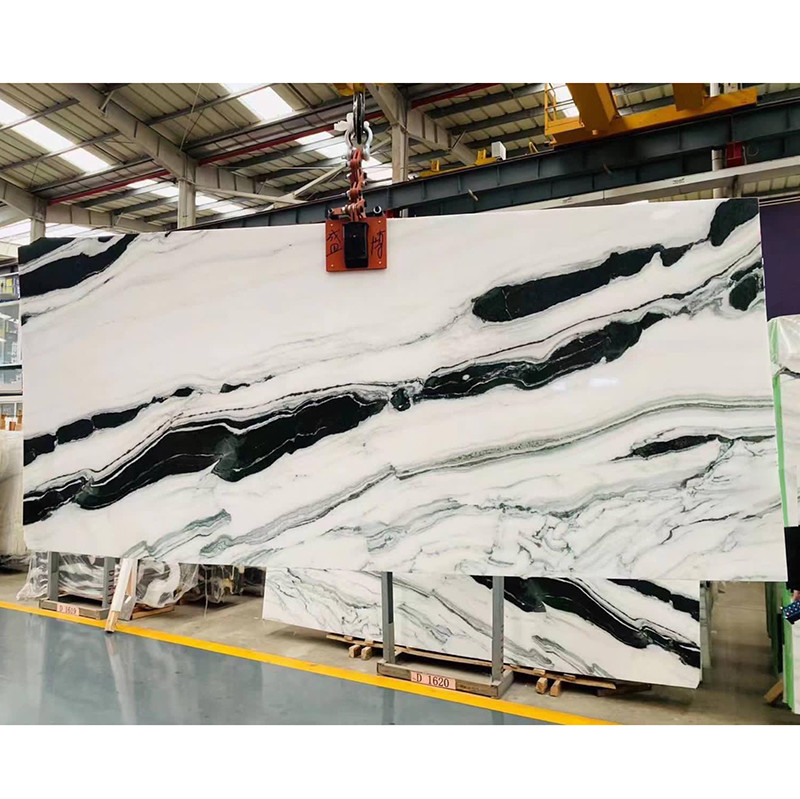Black Veins White Marble Panda White Wall Flooring Stairs Natural Marble Stone Slab