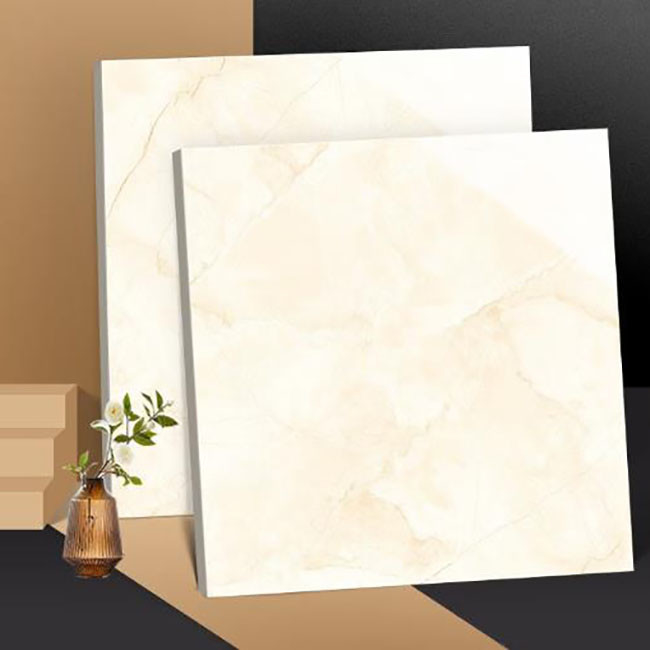 กระเบื้องเคลือบสีเหลืองอ่อน Porcelain Wall Floor Marble Tiles Anti Slip 600 * 600mm
