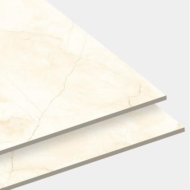 กระเบื้องเคลือบสีเหลืองอ่อน Porcelain Wall Floor Marble Tiles Anti Slip 600 * 600mm