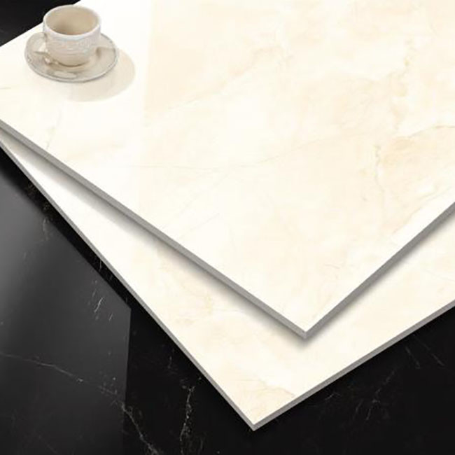 กระเบื้องเคลือบสีเหลืองอ่อน Porcelain Wall Floor Marble Tiles Anti Slip 600 * 600mm