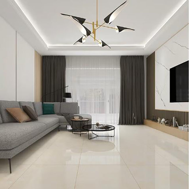 กระเบื้องเคลือบสีเหลืองอ่อน Porcelain Wall Floor Marble Tiles Anti Slip 600 * 600mm