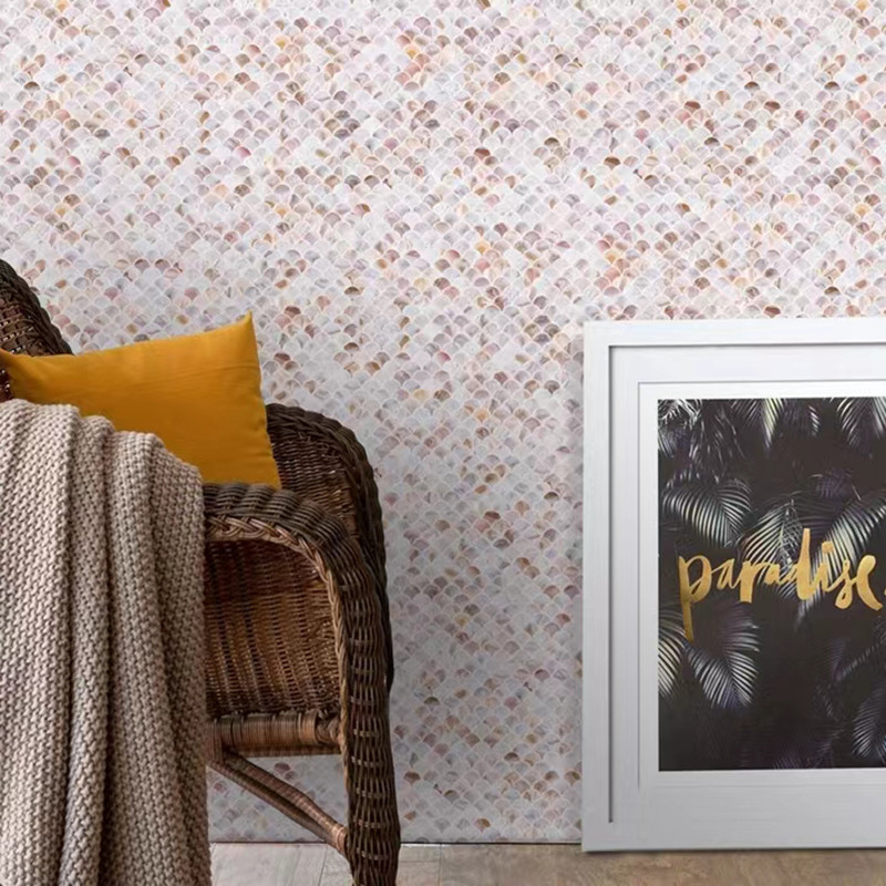 รูปแบบแฟน ชลธรรมชาติ แบบสีขาว โมไซค์ ไทล์แม่ของเพชร Backsplash Wall Tile