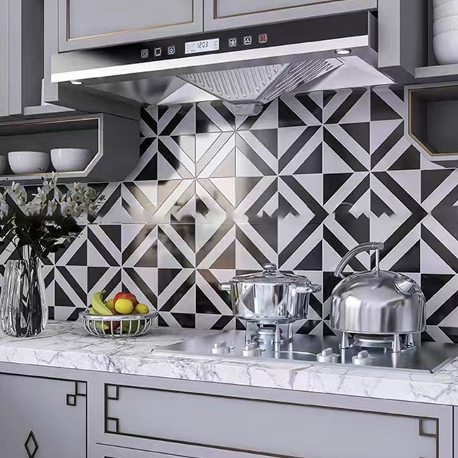 ดําและขาว มาร์บอร์หิน โมไซค์ Tile สําหรับผนังครัว Backsplash ทนทานการใช้งาน