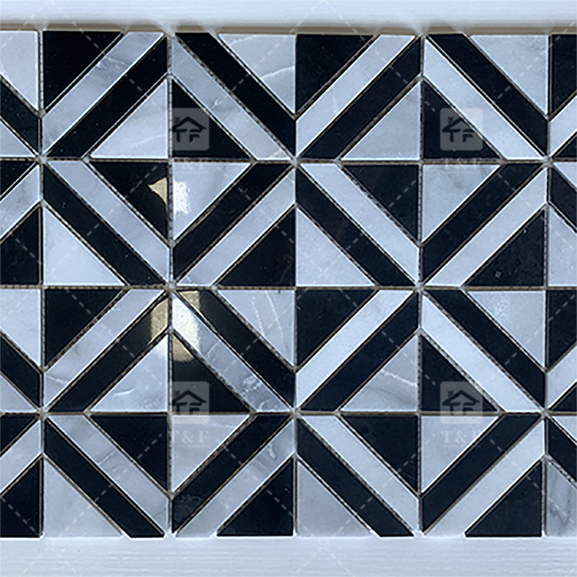 ดําและขาว มาร์บอร์หิน โมไซค์ Tile สําหรับผนังครัว Backsplash ทนทานการใช้งาน