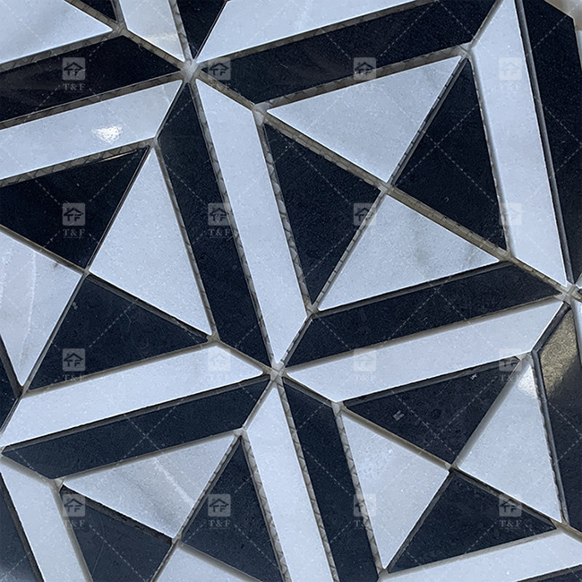 ดําและขาว มาร์บอร์หิน โมไซค์ Tile สําหรับผนังครัว Backsplash ทนทานการใช้งาน