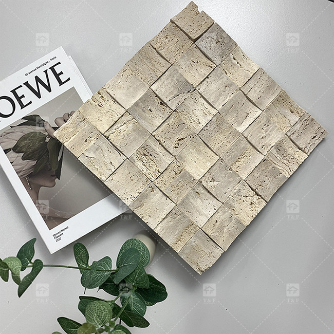 มาร์บอร์ธรรมชาติ เบญจ ทราเวตติน โมไซค์ ดินผนัง กระเบื้องหลังคอนกาว Wall Culture Tile