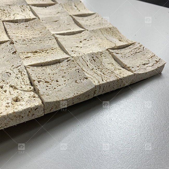 มาร์บอร์ธรรมชาติ เบญจ ทราเวตติน โมไซค์ ดินผนัง กระเบื้องหลังคอนกาว Wall Culture Tile