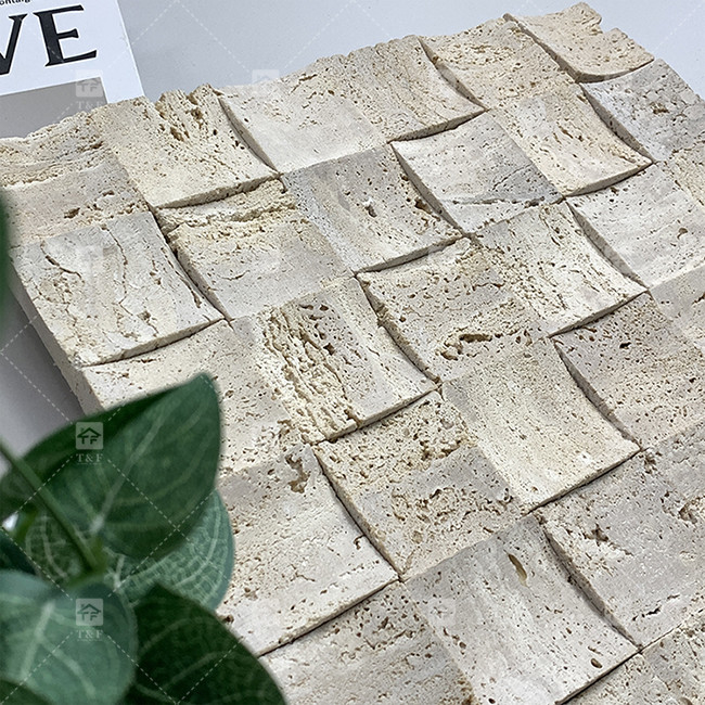 มาร์บอร์ธรรมชาติ เบญจ ทราเวตติน โมไซค์ ดินผนัง กระเบื้องหลังคอนกาว Wall Culture Tile