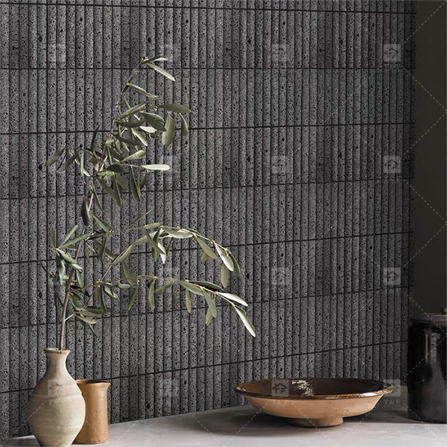 สีดําโค้งหินปูนหินโมไซค์ตกแต่งตู้น้ํา Backsplash Tile