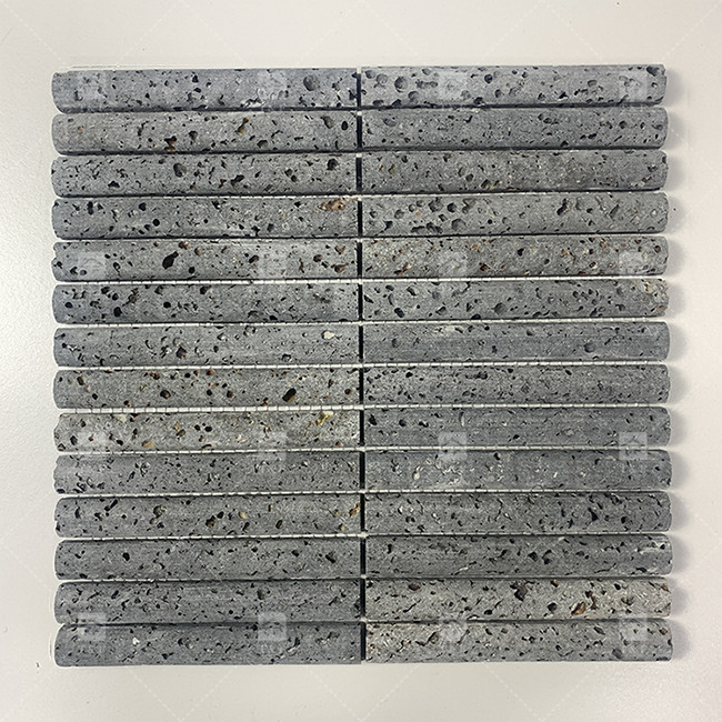 สีดําโค้งหินปูนหินโมไซค์ตกแต่งตู้น้ํา Backsplash Tile