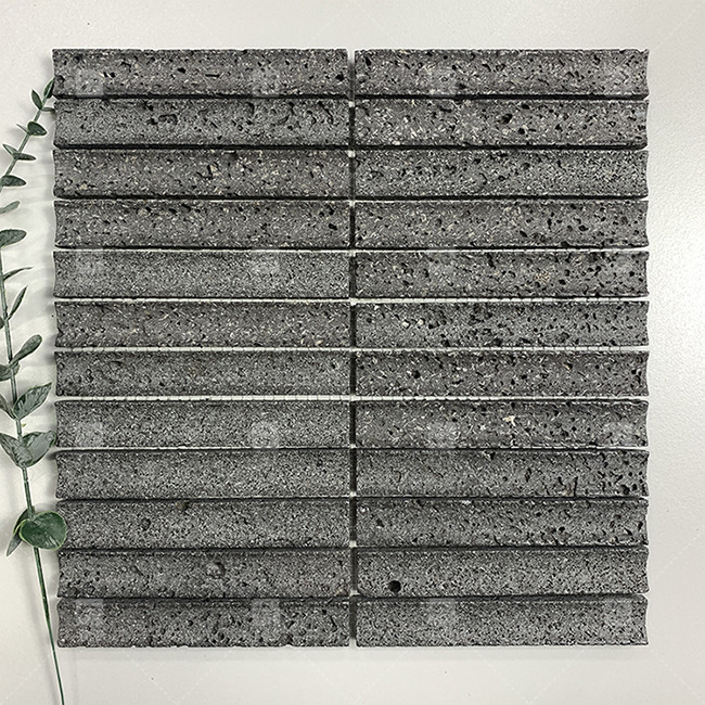 สีดําโค้งหินปูนหินโมไซค์ตกแต่งตู้น้ํา Backsplash Tile