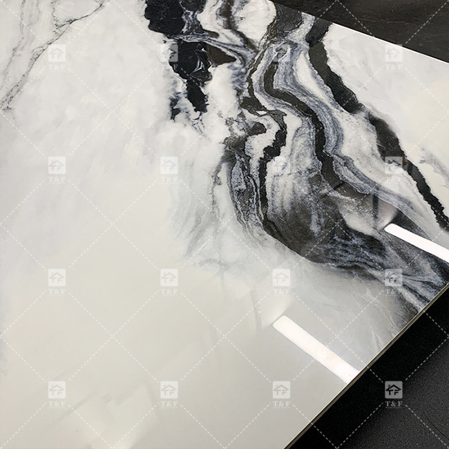ปันดา มาร์บอร์สีขาว ดูโปรเซลีน ไฟล์ 600x1200 มิลลิเมตร สล็อบสําหรับห้องนั่งเล่น