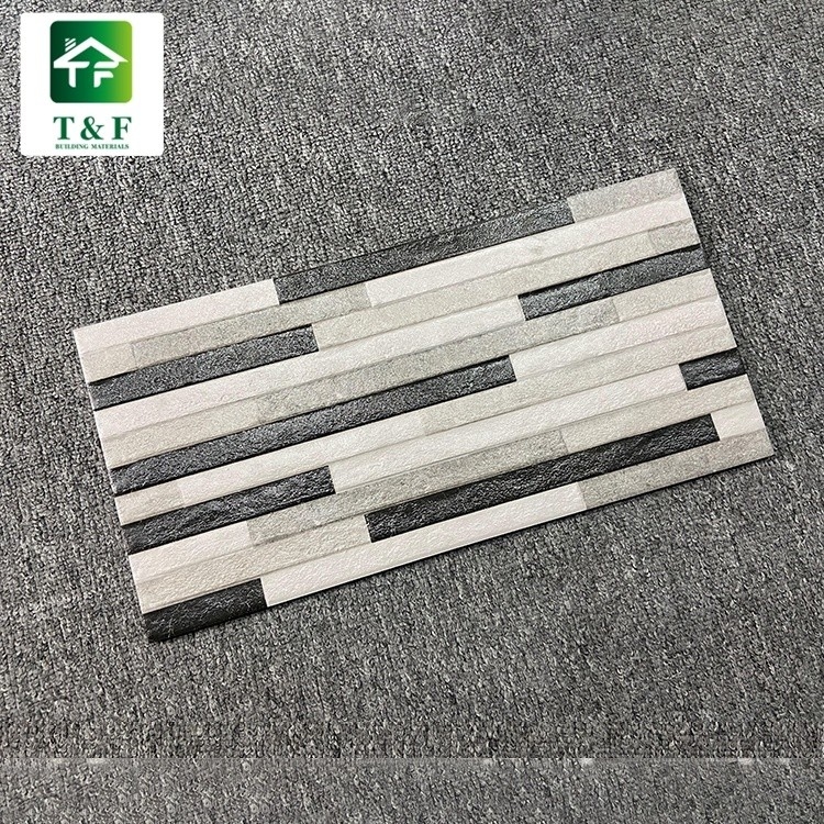 กระเบื้องเซรามิคเคลือบภายนอก 20 X 40 สีดำผสมสีขาว