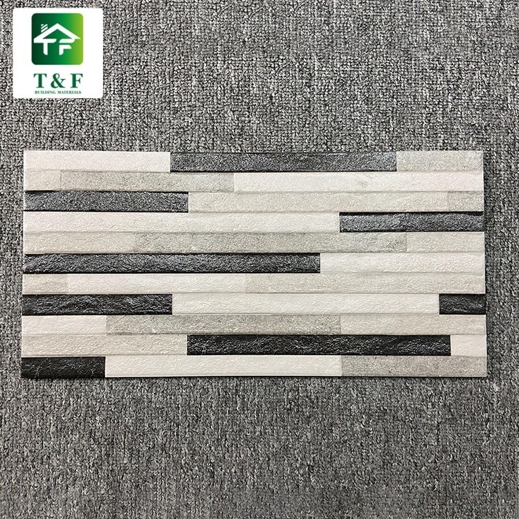 กระเบื้องเซรามิคเคลือบภายนอก 20 X 40 สีดำผสมสีขาว